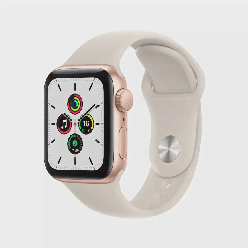 Смарт-часы Apple Watch Series SE GPS 44mm Gold/Starlight Sport Band (MKQ53)-0